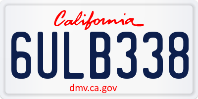 CA license plate 6ULB338