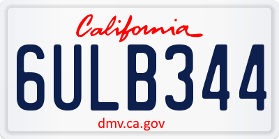 CA license plate 6ULB344