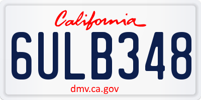 CA license plate 6ULB348