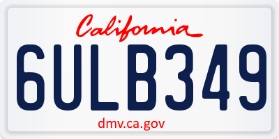 CA license plate 6ULB349