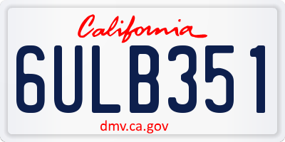CA license plate 6ULB351