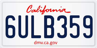 CA license plate 6ULB359