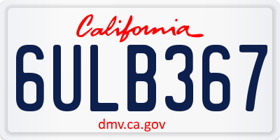 CA license plate 6ULB367