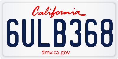CA license plate 6ULB368