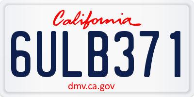 CA license plate 6ULB371