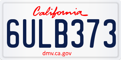 CA license plate 6ULB373