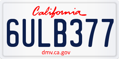 CA license plate 6ULB377