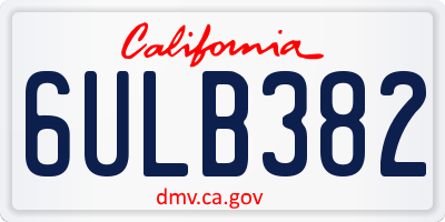 CA license plate 6ULB382