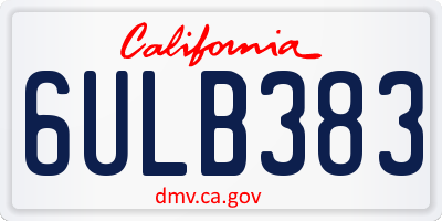 CA license plate 6ULB383