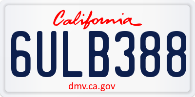 CA license plate 6ULB388
