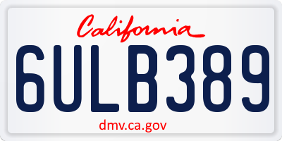 CA license plate 6ULB389