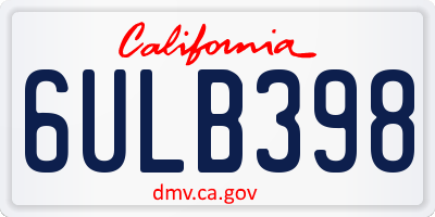 CA license plate 6ULB398