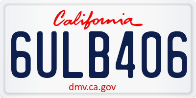 CA license plate 6ULB406