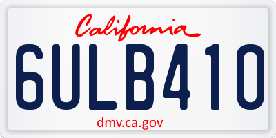CA license plate 6ULB410