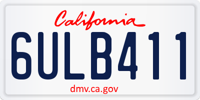CA license plate 6ULB411