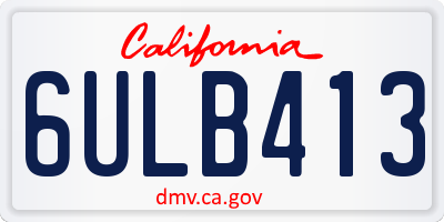 CA license plate 6ULB413