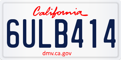 CA license plate 6ULB414
