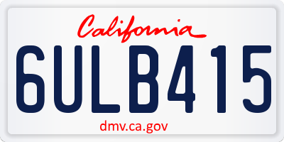 CA license plate 6ULB415