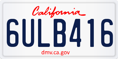 CA license plate 6ULB416
