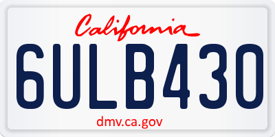 CA license plate 6ULB430