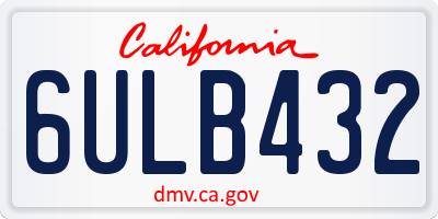 CA license plate 6ULB432
