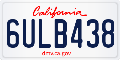 CA license plate 6ULB438
