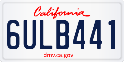 CA license plate 6ULB441
