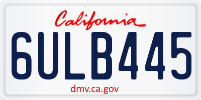CA license plate 6ULB445