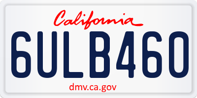 CA license plate 6ULB460