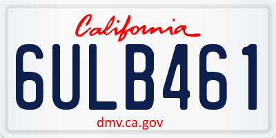 CA license plate 6ULB461