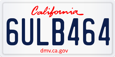 CA license plate 6ULB464