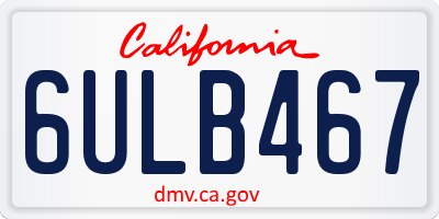 CA license plate 6ULB467