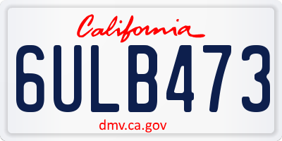 CA license plate 6ULB473