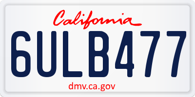 CA license plate 6ULB477
