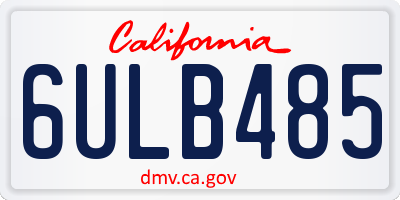CA license plate 6ULB485