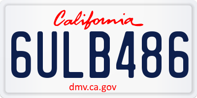 CA license plate 6ULB486
