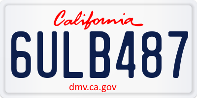 CA license plate 6ULB487