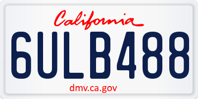 CA license plate 6ULB488