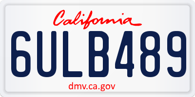 CA license plate 6ULB489
