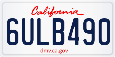 CA license plate 6ULB490