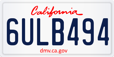 CA license plate 6ULB494