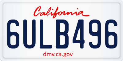 CA license plate 6ULB496