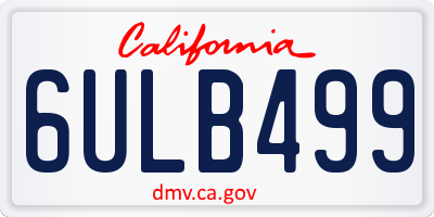 CA license plate 6ULB499