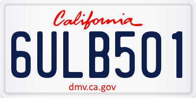CA license plate 6ULB501