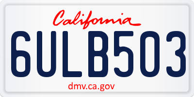 CA license plate 6ULB503