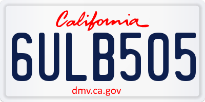 CA license plate 6ULB505