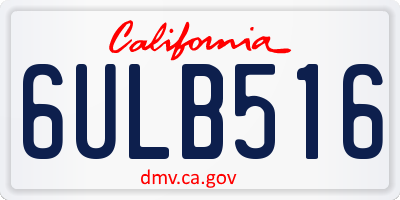 CA license plate 6ULB516