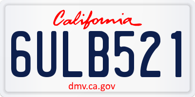 CA license plate 6ULB521