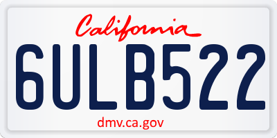 CA license plate 6ULB522