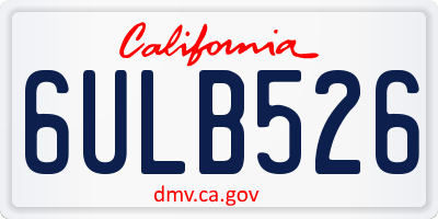 CA license plate 6ULB526